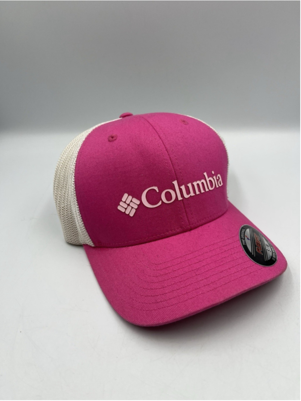 Columbia Unisex Mesh Snapback Cap Pink With White Mesh NEW S/M BREAST CANCER